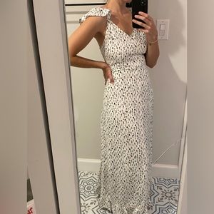 Maxi dress, white with blue details